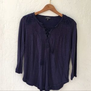 Lucky Brand Peasant Navy Top